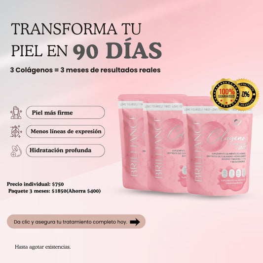 🩷 Paquete 3 Meses de Colágeno Brillance – Resultados Reales en 90 Días